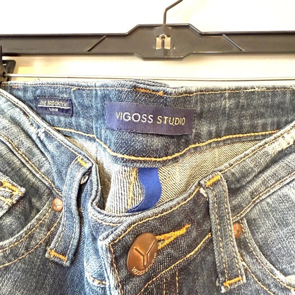 VIGOSS STUDIO The Brooklyn Mid-rise Skinny Classic Blue Distressed Skinny Jeans - Picture 4 of 8